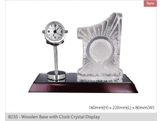 8235 - Wooden Base with Clock Crystal Display