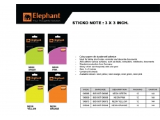 Elephant Sticko Notes 3"x3" Neon Yellow
