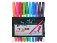 FABER CASTELL CX COLOUR BALL PEN SET OF 10 WALLET 24 72 03